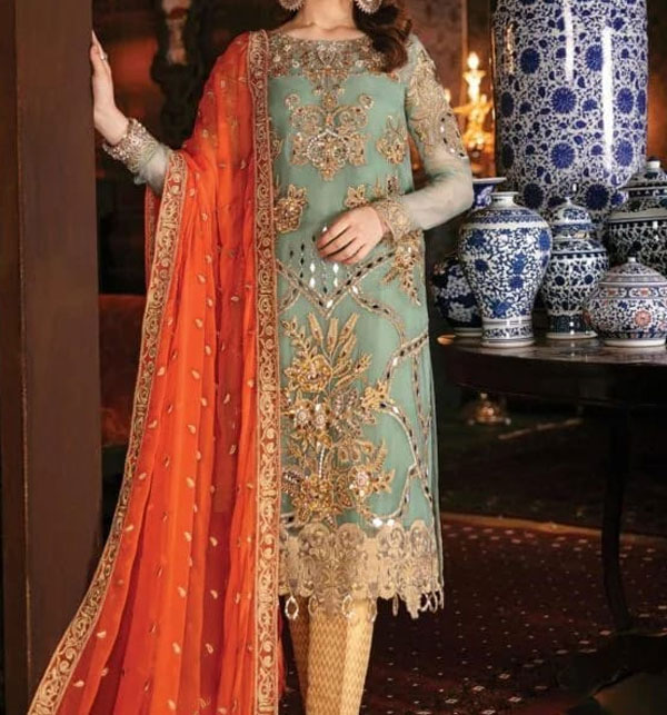 Pakistani Products: Handwork Chiffon Heavy Embroidery Suits Dress With ...
